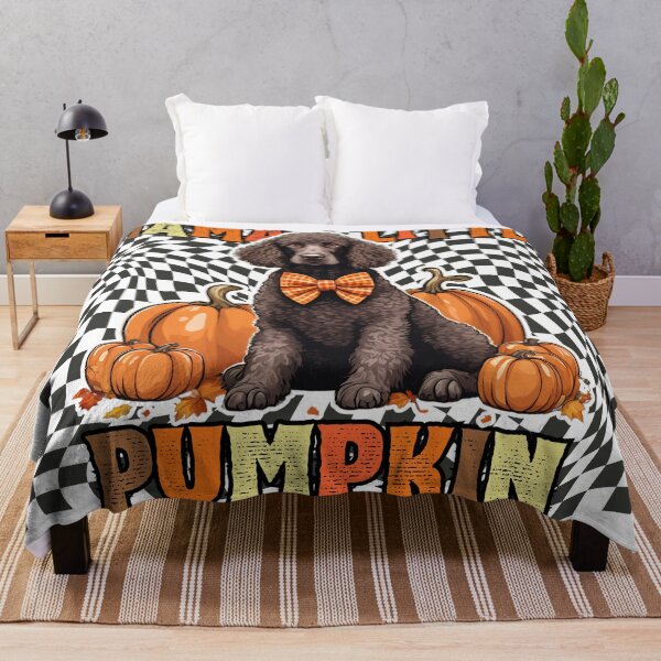 Item preview, "Mama's Little Pumpkin" - Irish Water Spaniel in Halloween Pumpkin with Checkered Background designed and sold by GoodyPaws.