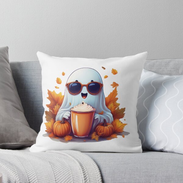 Item preview, cartoon cute ghost sipping pumpkin ice latte  designed and sold by ARTISTIC222.