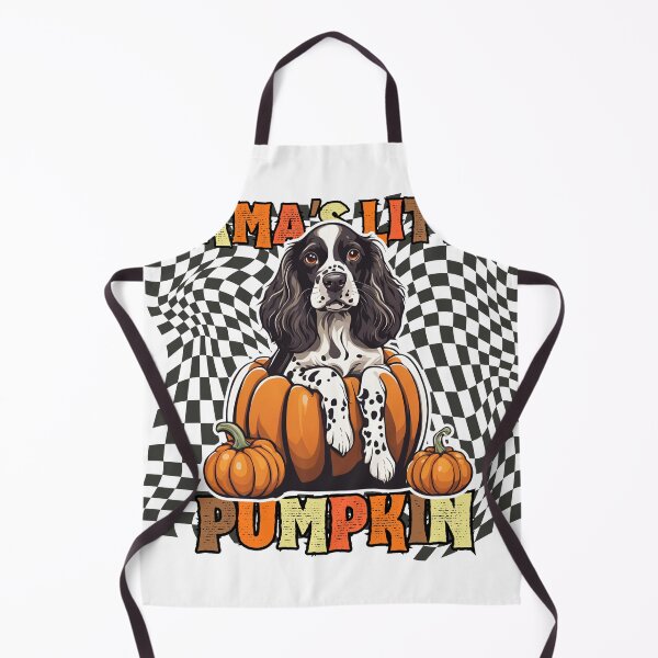 Item preview, "Mama's Little Pumpkin" - German Spaniel in Halloween Pumpkin with Checkered Background designed and sold by GoodyPaws.