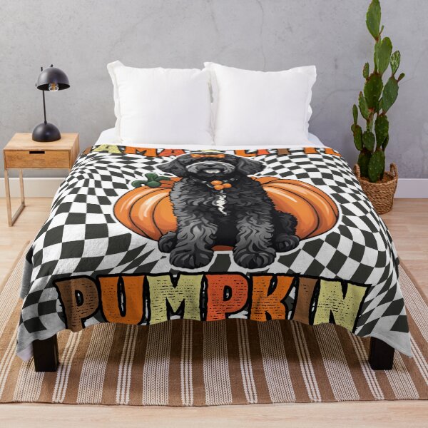 Item preview, "Mama's Little Pumpkin" - Portuguese Water Dog in Halloween Pumpkin with Checkered Background designed and sold by GoodyPaws.