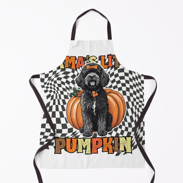 Item preview, "Mama's Little Pumpkin" - Portuguese Water Dog in Halloween Pumpkin with Checkered Background designed and sold by GoodyPaws.