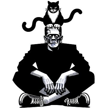 Vorschaubild zum Design Frankenstein mit Katze am Kopf von Kobeko