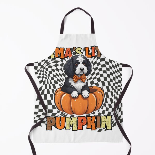 Item preview, "Mama's Little Pumpkin" - Portuguese Water Dog in Halloween Pumpkin with Checkered Background designed and sold by GoodyPaws.