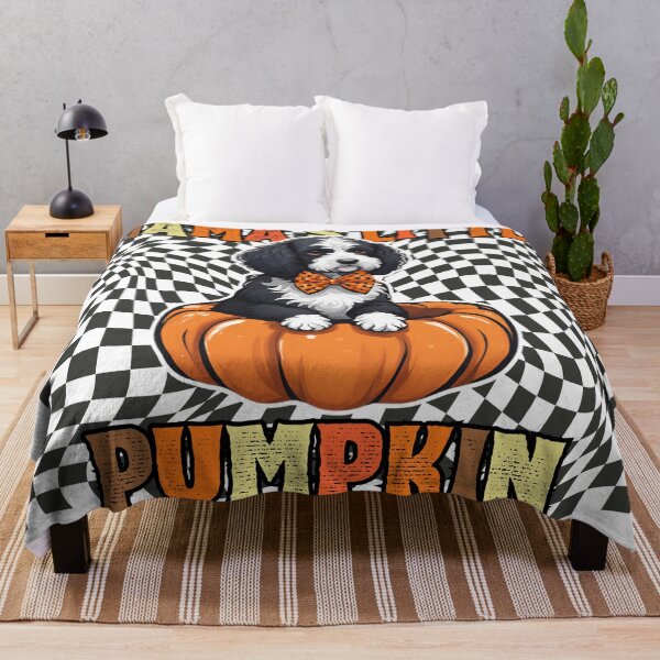 Item preview, "Mama's Little Pumpkin" - Portuguese Water Dog in Halloween Pumpkin with Checkered Background designed and sold by GoodyPaws.