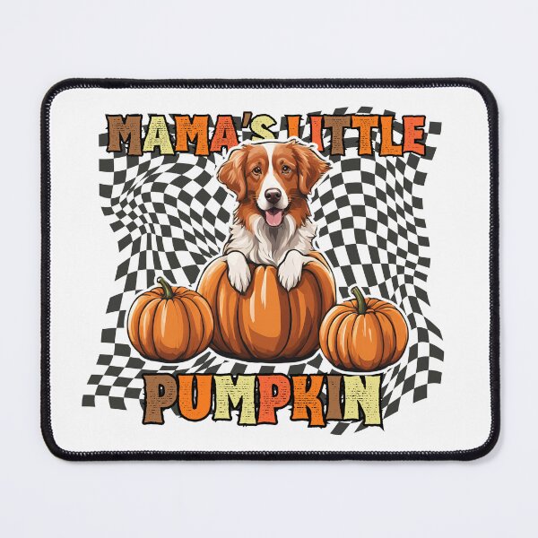 Item preview, "Mama's Little Pumpkin" - Nova Scotia Duck Tolling Retriever in Halloween Pumpkin with Checkered Background designed and sold by GoodyPaws.