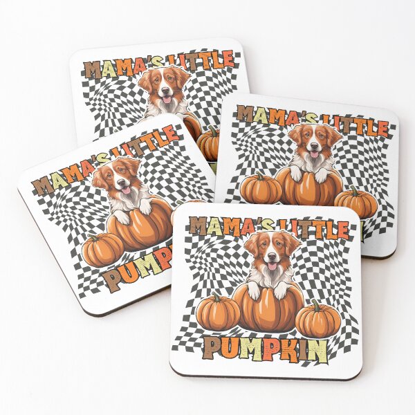 Item preview, "Mama's Little Pumpkin" - Nova Scotia Duck Tolling Retriever in Halloween Pumpkin with Checkered Background designed and sold by GoodyPaws.