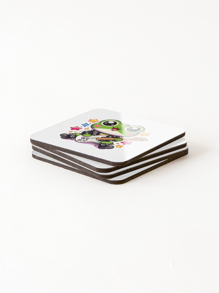 Thumbnail 4 of 5, Coasters (Set of 4), Cute Rocker Frog designed and sold by MaateoDesign.