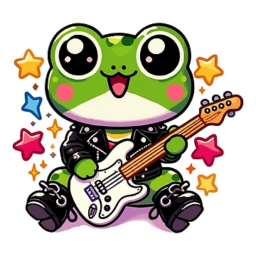 Artwork thumbnail, Cute Rocker Frog by MaateoDesign