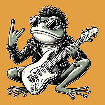 Artwork thumbnail, Retro Rocker Frog by MaateoDesign