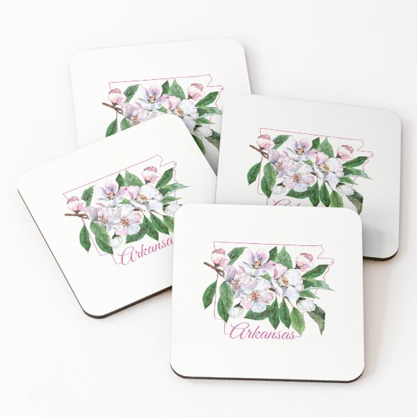 Artikelvorschau, Arkansas State Apfelblüten-Blumen-Aquarell-klassisches T-Shirt Sticker entworfen und verkauft von ThinkNature!.