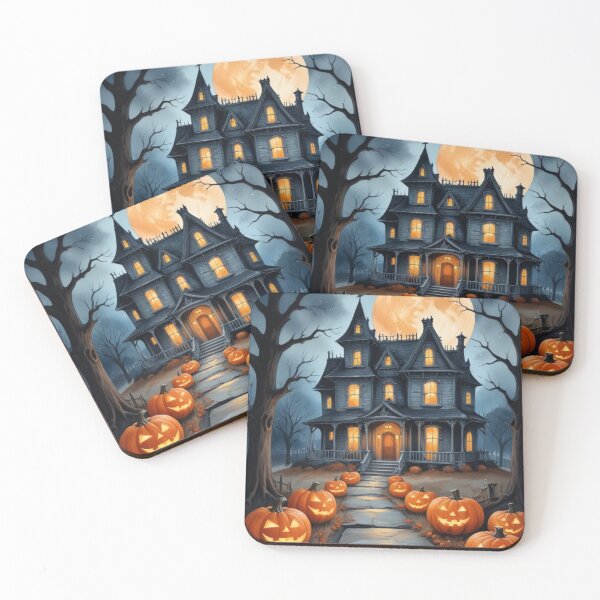 Item preview, SPOOKY MOONLIT MANSION WITH JACK O LANTERNS PUMPKINS designed and sold by Arts4U.
