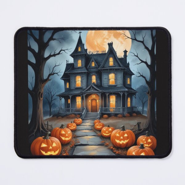 Item preview, SPOOKY MOONLIT MANSION WITH JACK O LANTERNS PUMPKINS designed and sold by Arts4U.
