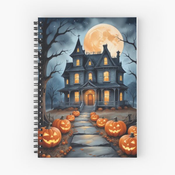 Item preview, SPOOKY MOONLIT MANSION WITH JACK O LANTERNS PUMPKINS  designed and sold by Arts4U.