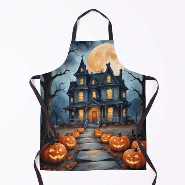 Item preview, SPOOKY MOONLIT MANSION WITH JACK O LANTERNS PUMPKINS designed and sold by Arts4U.
