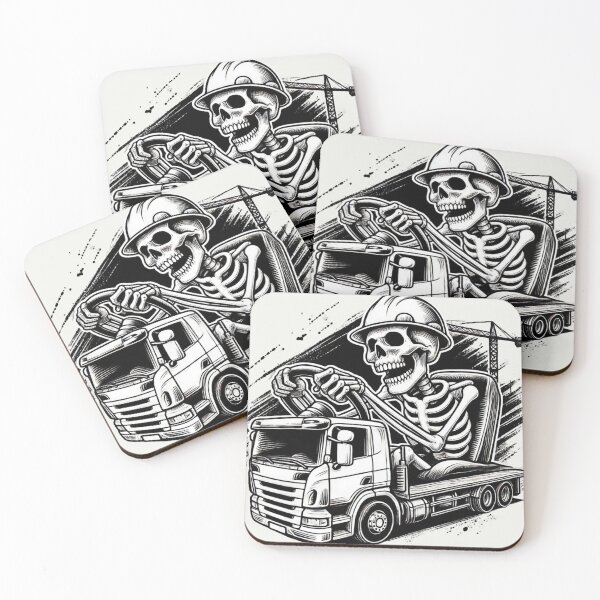 Item preview, Skeleton with helmet driving truck designed and sold by Meandmyshop.