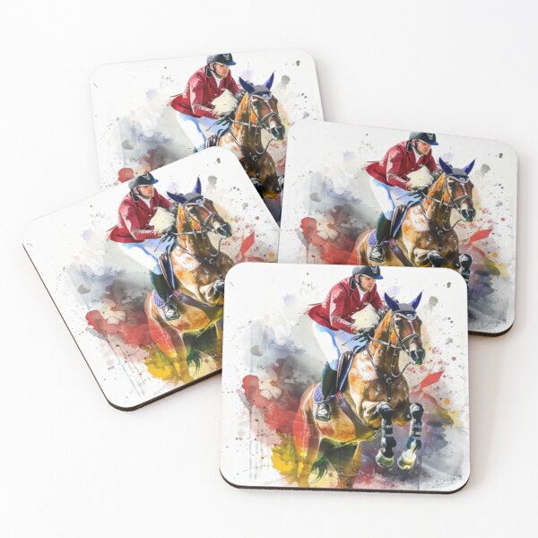Item preview, Horse and rider splashes of colour jumping event Active Outdoors Inspired Art designed and sold by CDC40.