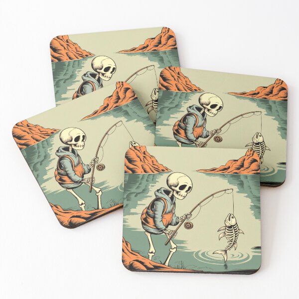 Item preview, Cartoon skeleton fisherman design designed and sold by Meandmyshop.