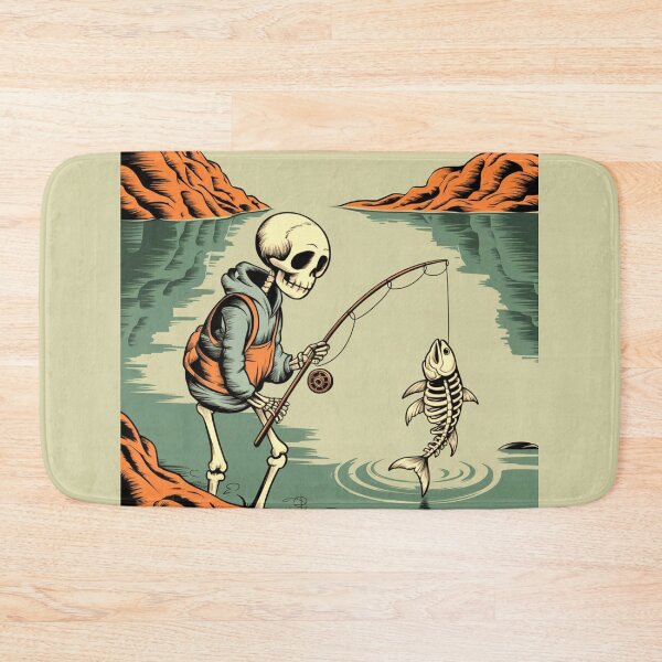 Item preview, Cartoon skeleton fisherman design designed and sold by Meandmyshop.