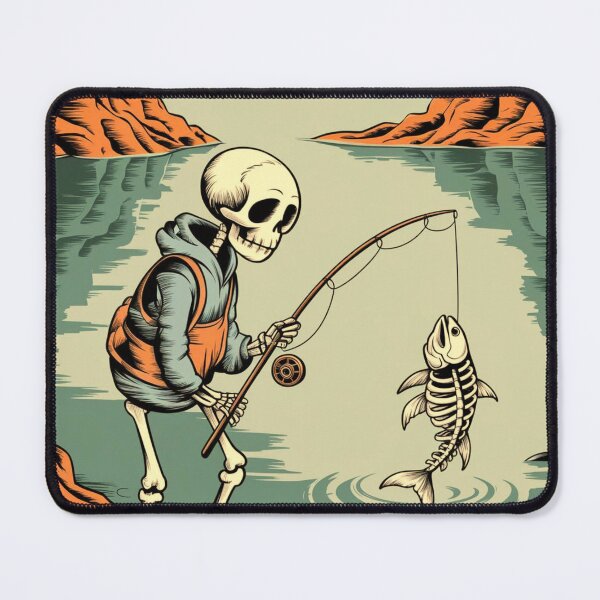 Item preview, Cartoon skeleton fisherman design designed and sold by Meandmyshop.