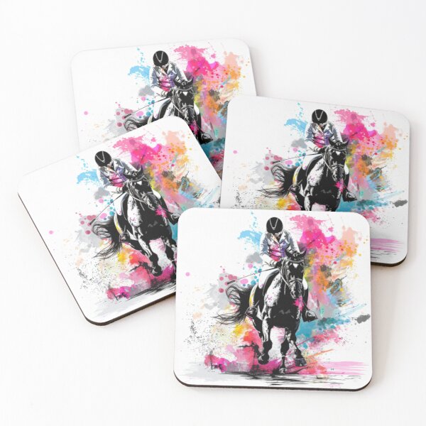 Item preview, Horse and rider splashes of colour jumping event Active Outdoors Inspired Art designed and sold by CDC40.