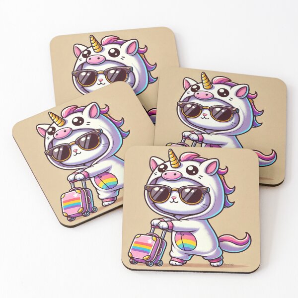 Item preview, Time to Travel: Unicorn Onesie Cat at the Airport designed and sold by KenmoreRd.
