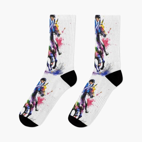 Item preview, Horse and rider splashes of colour jumping event Active Outdoors Inspired Art designed and sold by CDC40.