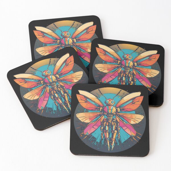 Item preview, Dragonfly Robot Knight Gold Armor Orange Pink Wings designed and sold by GFamilyC.