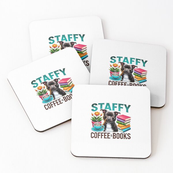 Item preview, Black Staffy, Coffee and Books  designed and sold by BWitchDesigns.