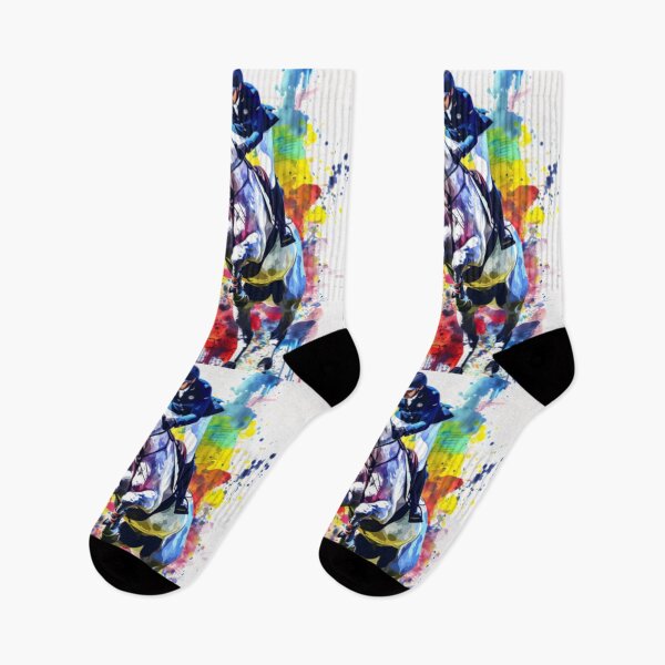 Item preview, Horse and rider splashes of colour jumping event Active Outdoors Inspired Art designed and sold by CDC40.