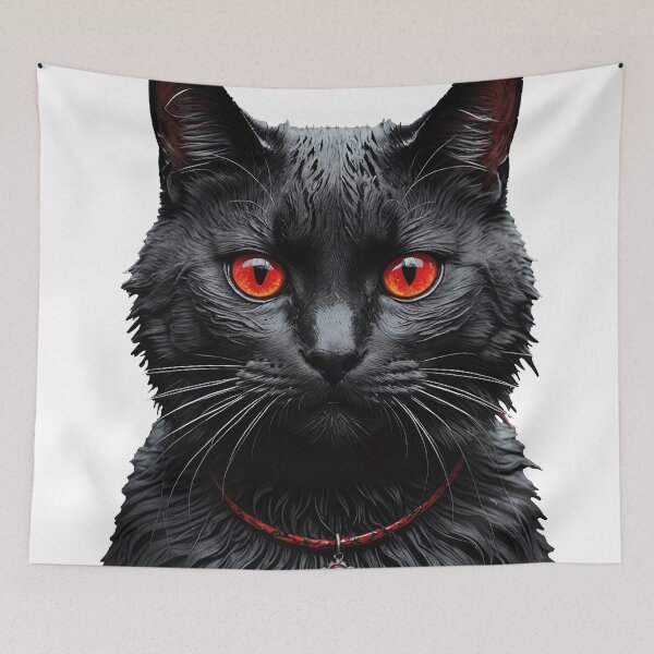 Item preview, Transparent Halloween Cat with Black Fur and Red Eyes designed and sold by dXine.