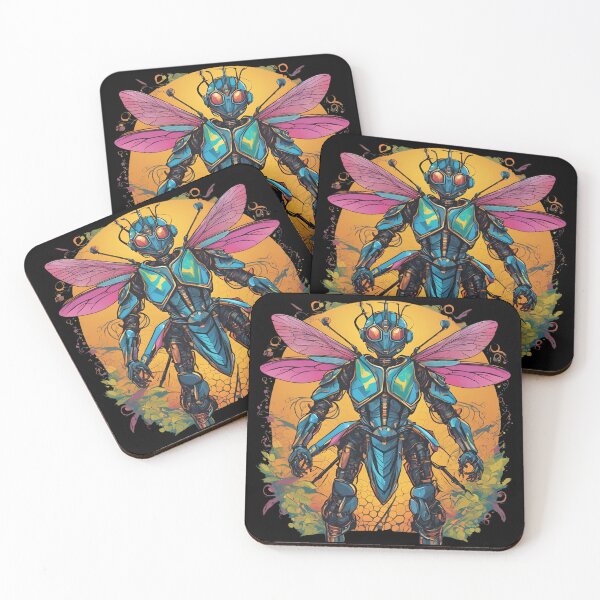 Item preview, Dragonfly Robot Knight Blue Armor Pink Wings designed and sold by GFamilyC.