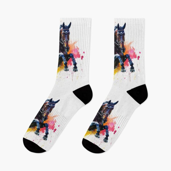 Item preview, Horse and rider splashes of colour jumping event Active Outdoors Inspired Art designed and sold by CDC40.