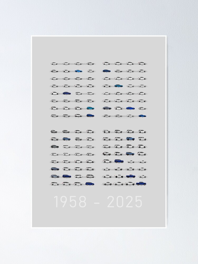 Thumbnail 1 of 3, Poster, Toyota T&N (Poster Blue) "Toyota Then and Now" MY2025 designed and sold by thelastlugnut.