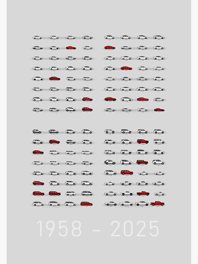 Thumbnail 3 of 3, Poster, Toyota T&N (Poster Red) "Toyota Then and Now" MY2025 designed and sold by thelastlugnut.