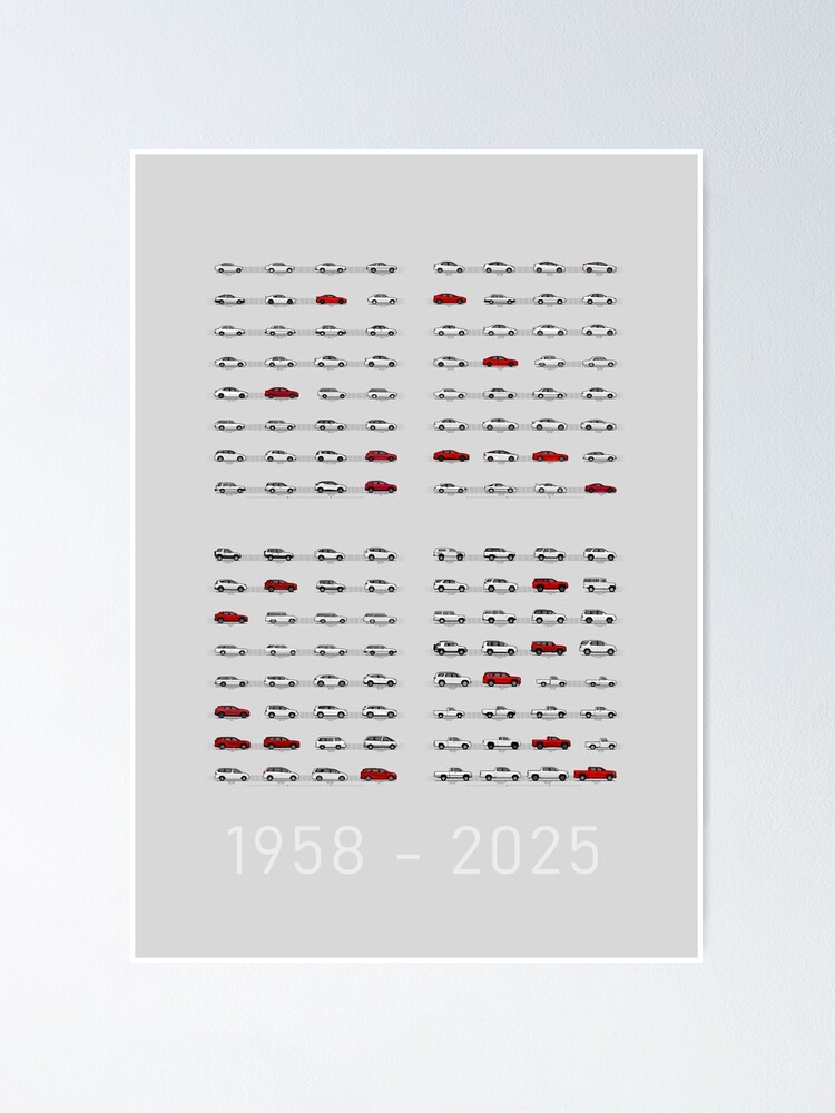 Thumbnail 1 of 3, Poster, Toyota T&N (Poster Red) "Toyota Then and Now" MY2025 designed and sold by thelastlugnut.