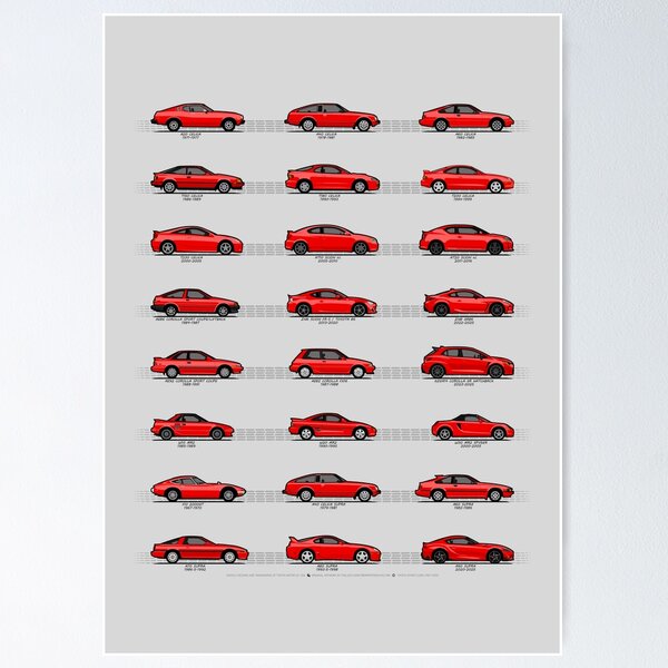 Toyota Sports Cars (Red) Poster