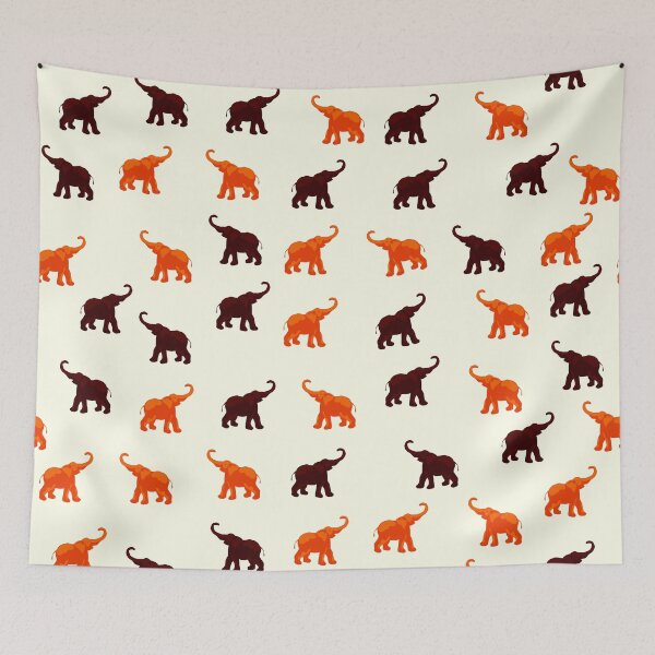 Item preview, Repeating Elephant Motif in Brown and Orange designed and sold by Madeline Binder Art & Design.