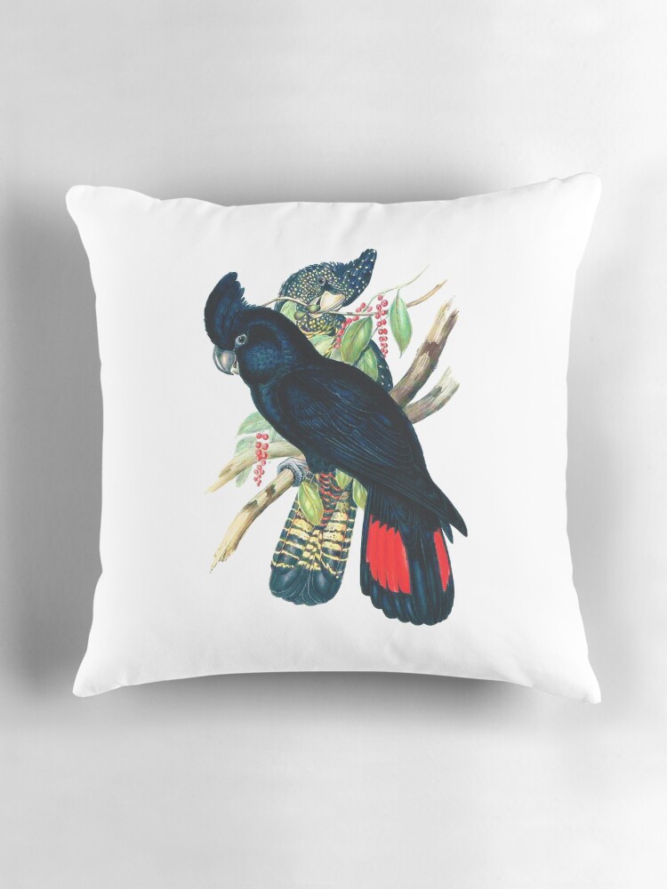 Thumbnail 3 of 4, Pillow, Australian Banksian Black Cockatoo designed and sold by headpossum.