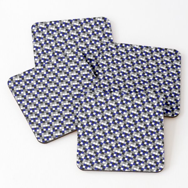 Item preview, Checkerboard Squares Blocks Cubes Thin Blue Line Theme designed and sold by EvergreenMotifs.
