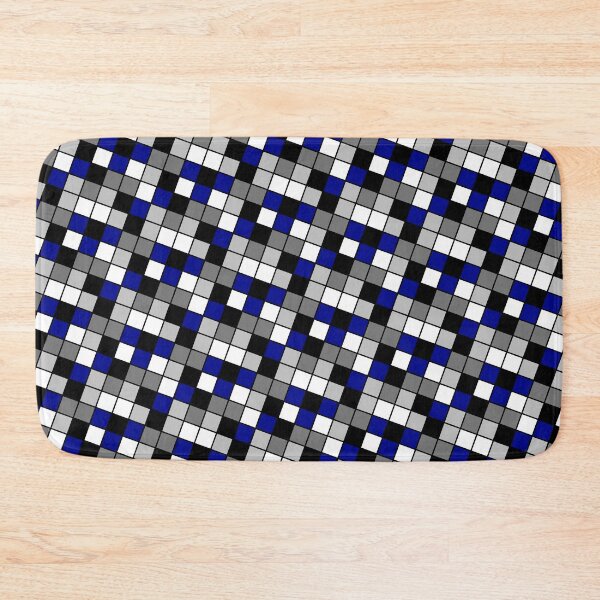 Item preview, Checkerboard Squares Blocks Cubes Thin Blue Line Theme designed and sold by EvergreenMotifs.