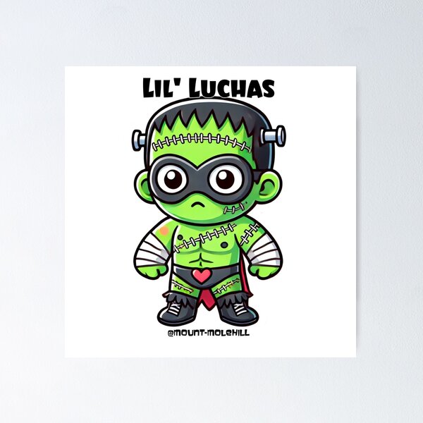 Item preview, Cute Luchador in Frankenstein Costume – Spooky & Fun Halloween Design designed and sold by Mount-Molehill.