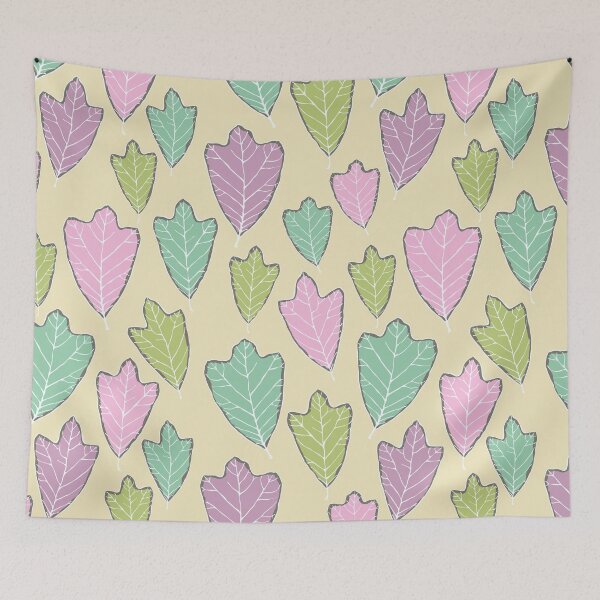 Item preview, Colorful Pastel Hand Drawn Leaves Pattern designed and sold by schorrnuff.