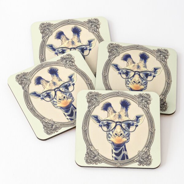 Item preview,  Giraffe in Glasses – Vintage Portrait Print designed and sold by MelissaMelovich.