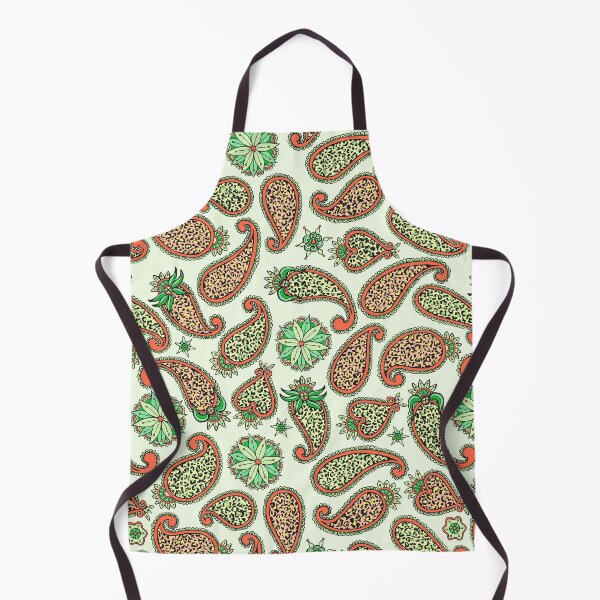 Item preview, Green and Orange Leopard Hand Drawn Paisley Pattern designed and sold by schorrnuff.
