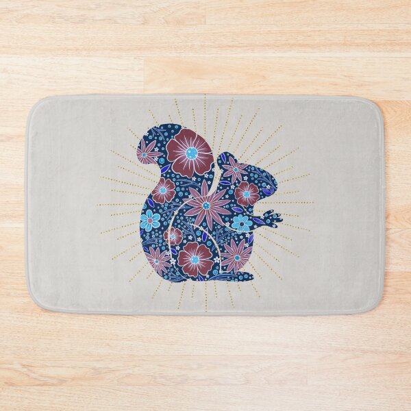 Item preview, Midnight blue floral squirrel designed and sold by Home Cyn Home.