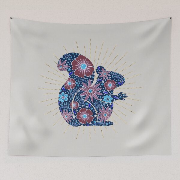 Item preview, Midnight blue floral squirrel designed and sold by Home Cyn Home.