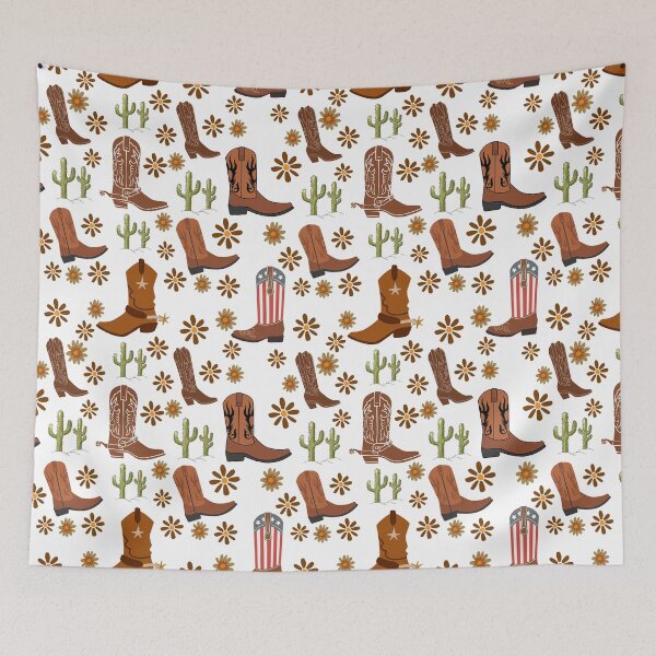 Item preview, cowboy boots pattern with flower and cactus designed and sold by shazdesign24.