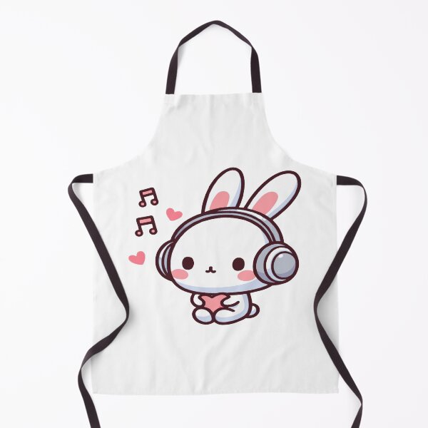 Item preview, Cute rabbit in kawaii chibi style listening to music with headphones designed and sold by AdrianMDesigns.