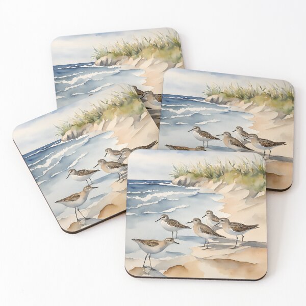 Item preview, Watercolor Beach Scene Sandpipers designed and sold by SeaStarAlex.