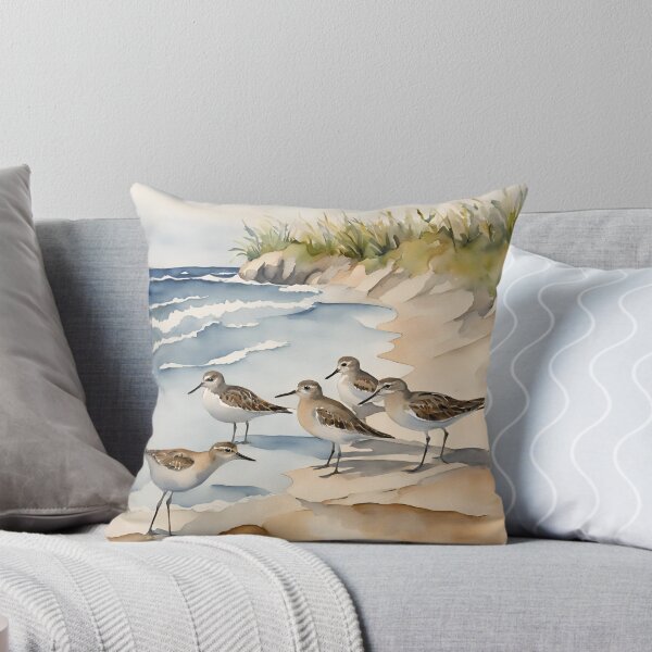 Item preview, Watercolor Beach Scene Sandpipers designed and sold by SeaStarAlex.